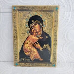 Russian icon Vladimirskaya Vladimir Mother of God 8X11 Plaque Wall Art Cork